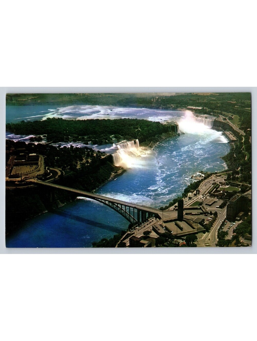 Aerial Panoramic View Of Niagara Falls With Rainbow Bridge Postcard Oversized